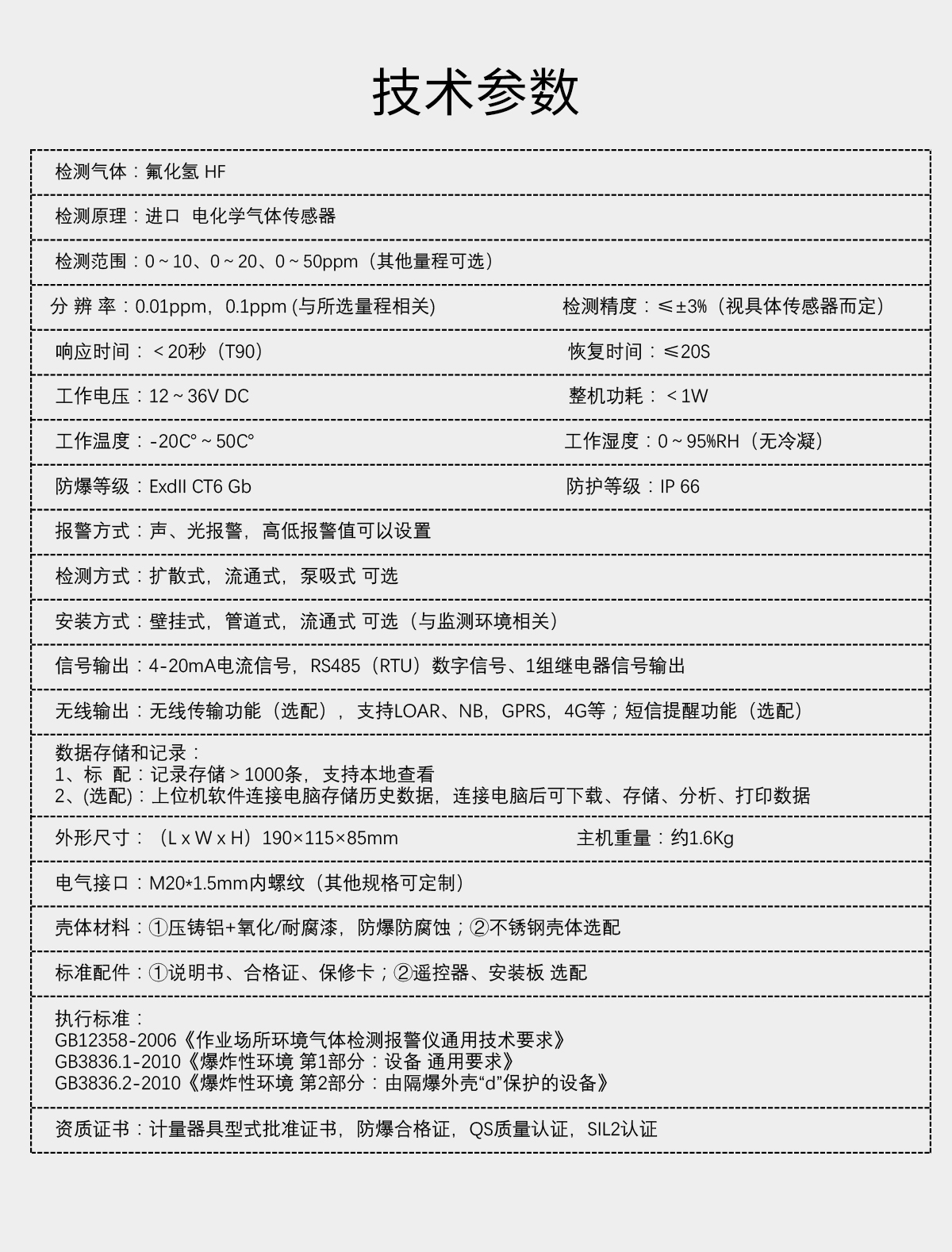 固定分體式氟化氫檢測(cè)儀