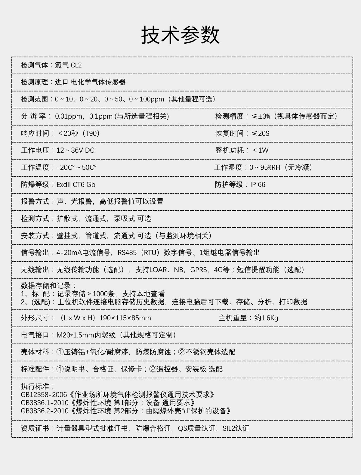 固定分體式氯氣檢測(cè)儀