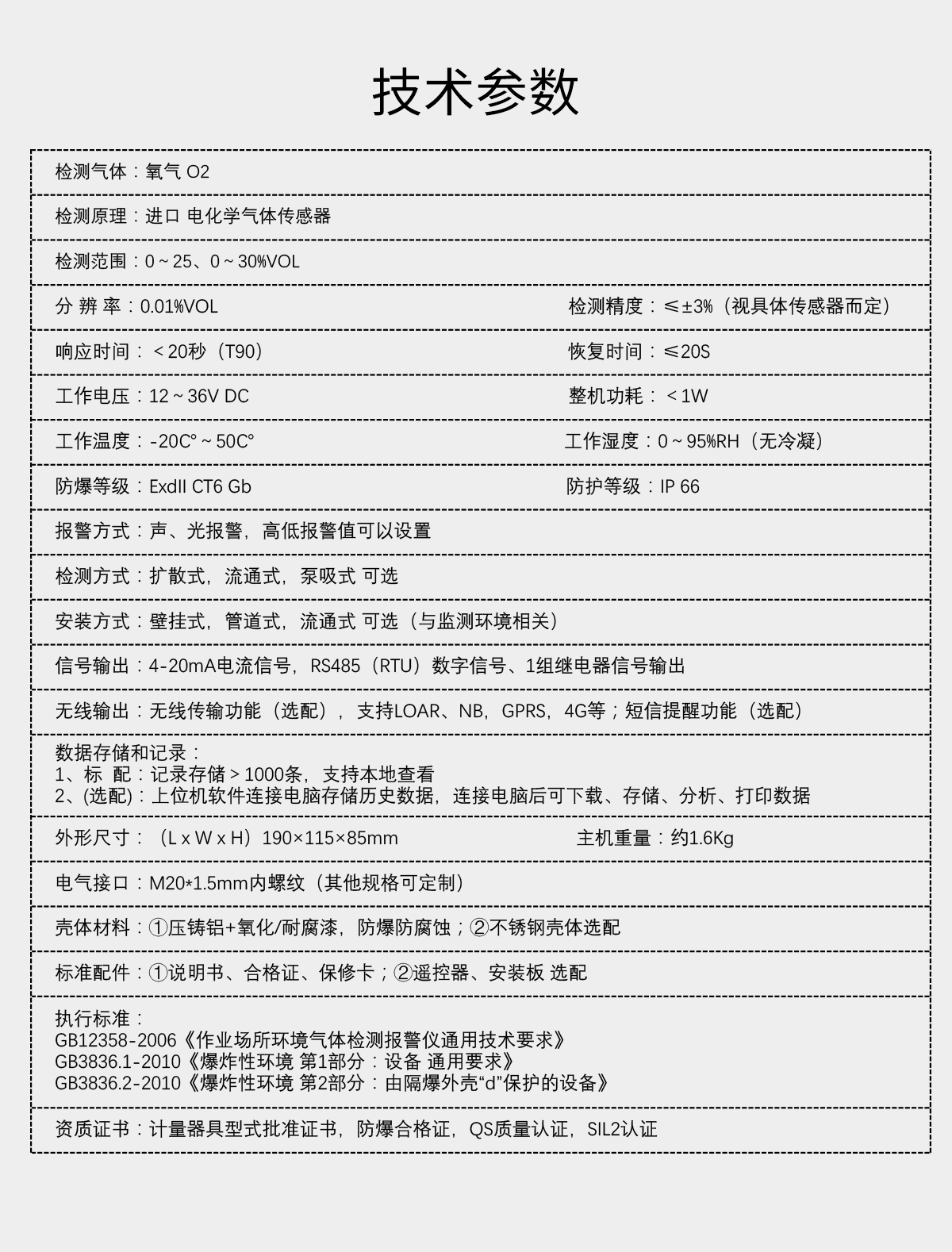 固定分體式氧氣檢測(cè)儀