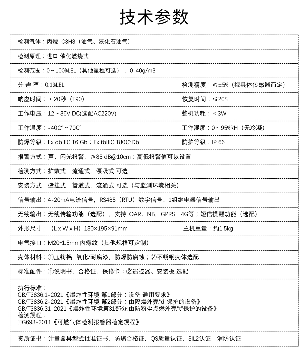 固定式丙烷可燃?xì)怏w檢測儀（油氣）